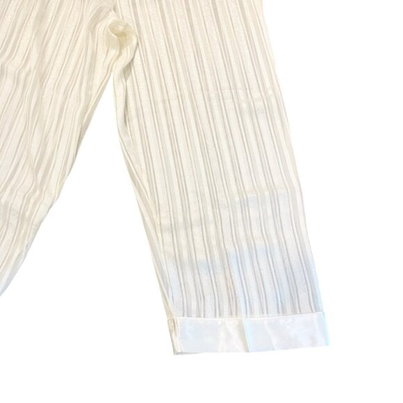 Vintage 90s Morgan Taylor Lingerie Pajamas Set Ivory Striped Button Front Wide L - Picture 4 of 7